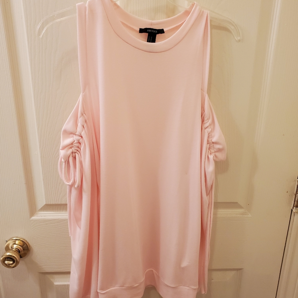 Pink cold shoulder shirt